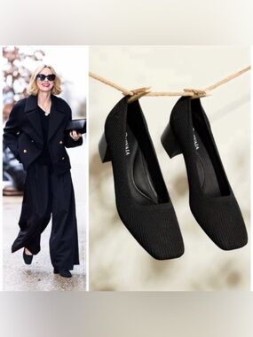 Vivaia Square-Toe Stress Free
Chunky Heels Black Megan Shoes Size 40.5 US 9-9.5